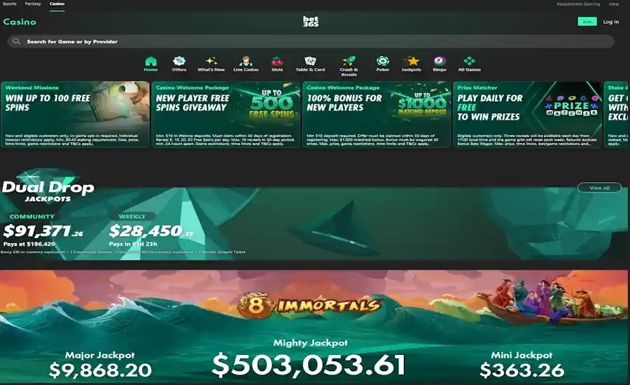 Bet365 Casino Screenshot