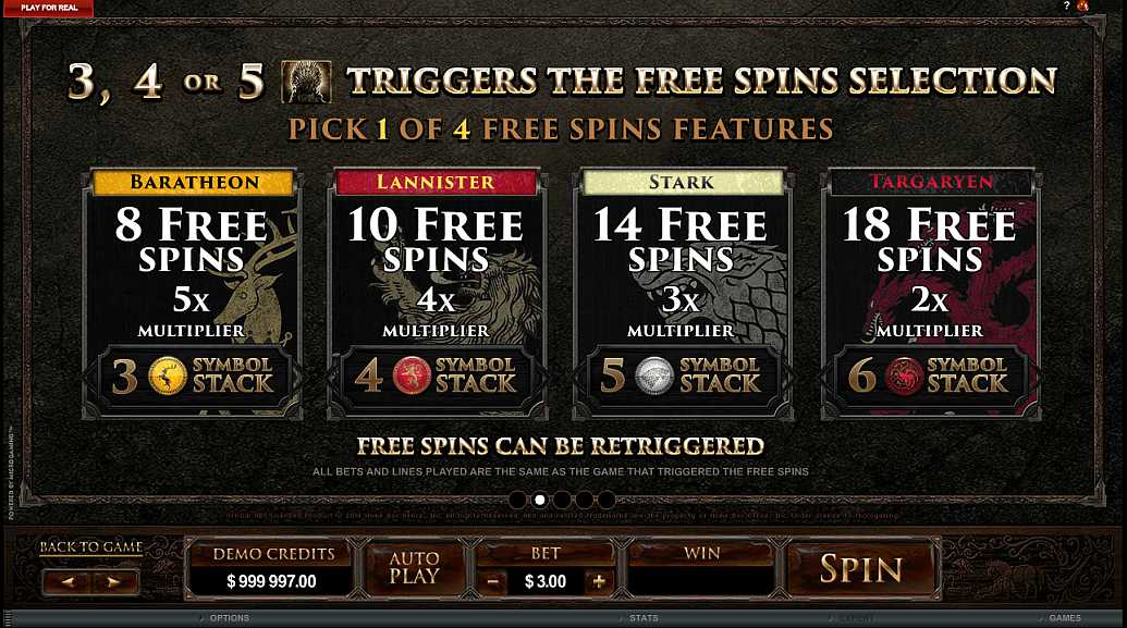 Game of thrones free Spins Triggers