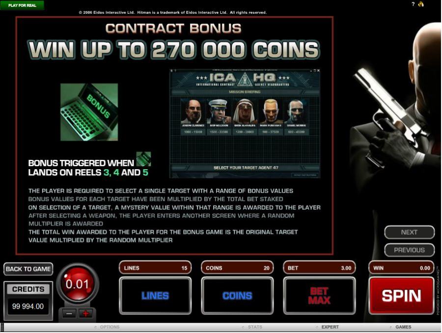 HitMan Contract Bonus Feature