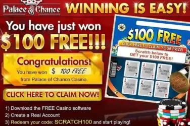 Palace of Chance Scratch Code SCRATCH100