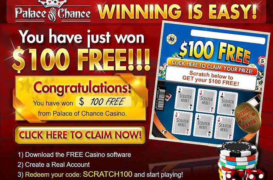 Palace of Chance Casino Scratch Here for 100 Free