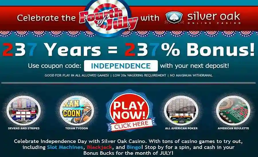 Silver Oak Deposit Code INDEPENDENCE