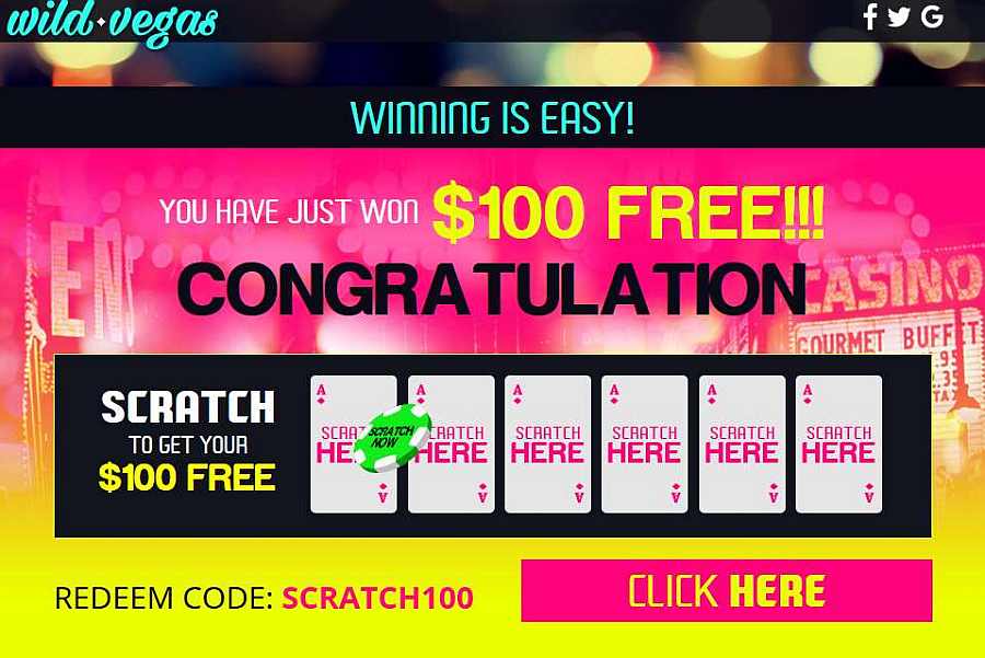 Wild Vegas Scratch Bonus Code SCRATCH100