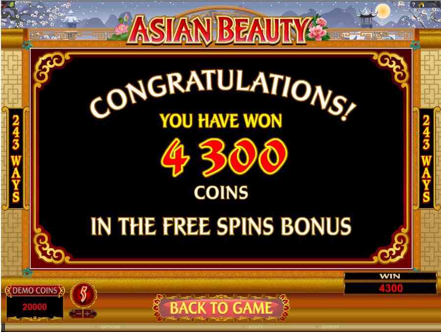Asian Beauty Won 4300 Coins