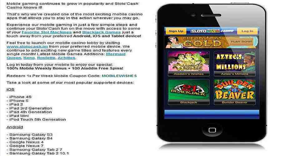 Sloto Cash Casino Mobile Bonus