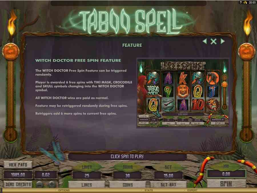 Taboo Spell Free Spins Feature