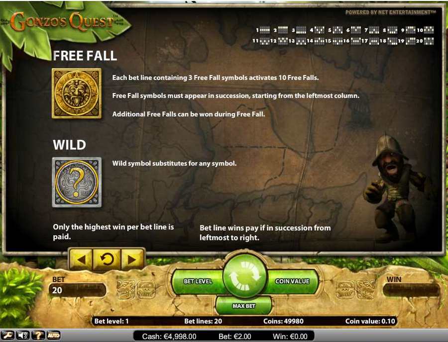 Gonzos Quest Symbols Bonus Features Screen