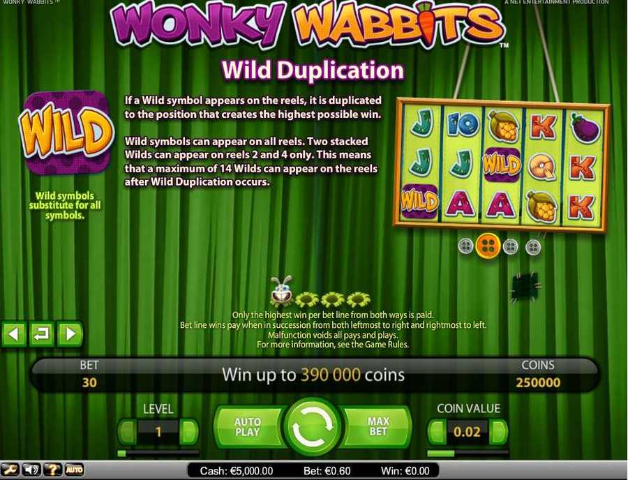 Wonky Wabbits Wild Duplication Feature