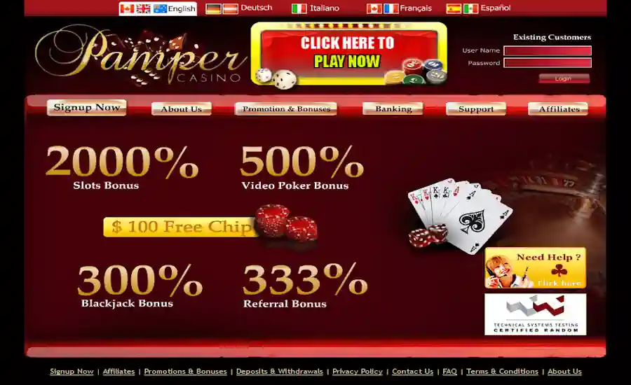 Pamper Casino Screenshot