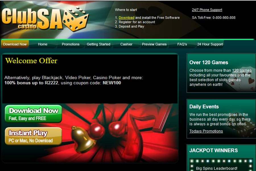 Club SA Welcome Bonus NEW100