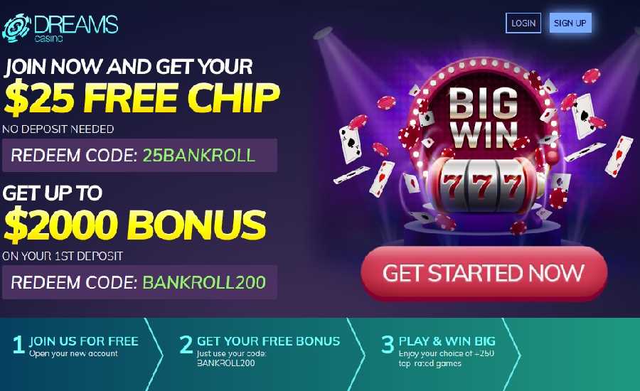 Dreams Casino $25 No Deposit Bonus
