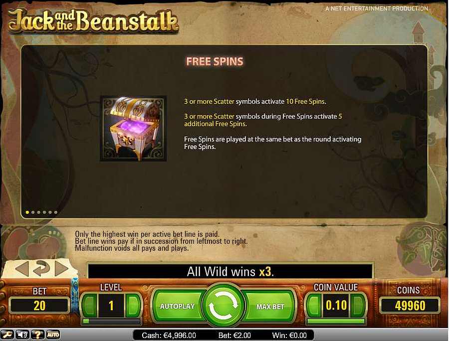 Jack and the Beanstalk Symbol Free Spins Table