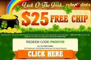 Ruby Slots no deposit Luck O the Irish