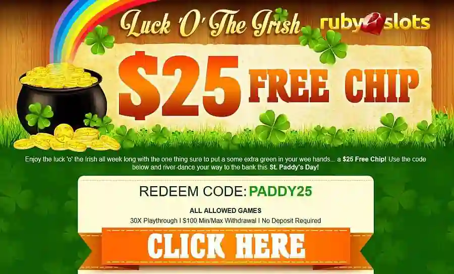 Ruby Slots no deposit Luck O the Irish