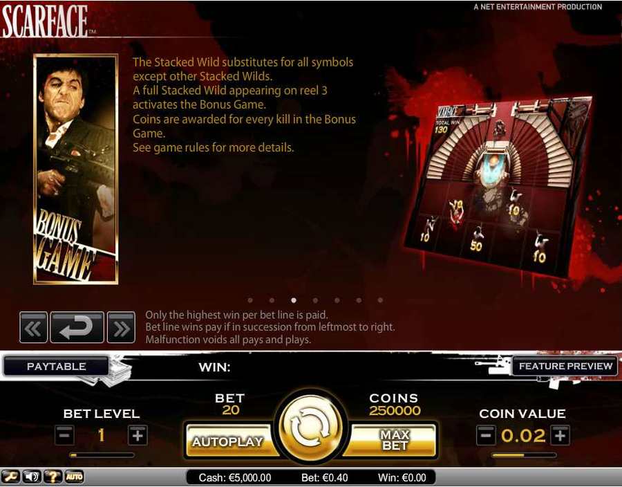 Scarface Bonus Game Feature