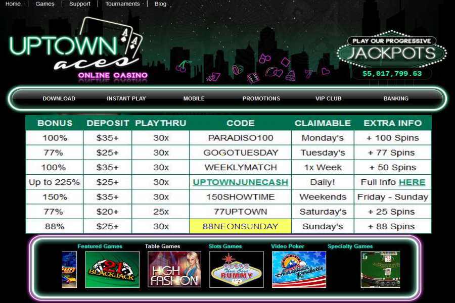 Uptown Aces Deposit Bonus Code