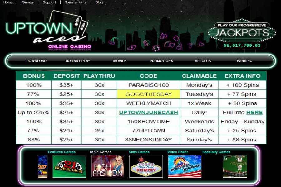 Uptown Aces Deposit Bonus Code