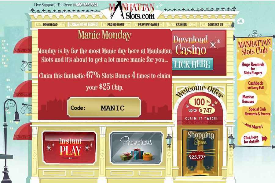 Manhattan Slots Casino Monday Bonus
