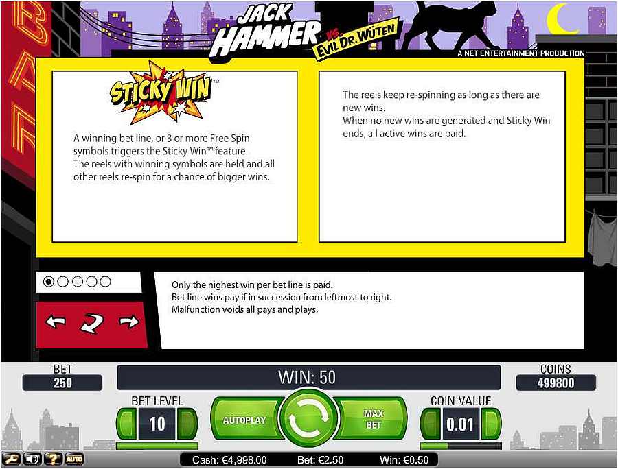 Jack Hammer Vs Evil Dr Wuten Sticky Win Feature