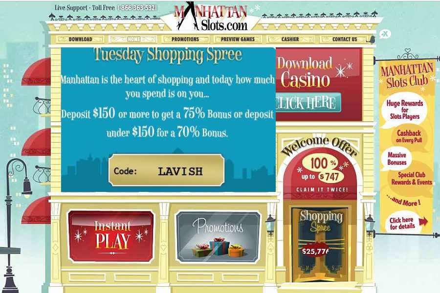 Manhattan Slots Tuesday Bonus LAVISH