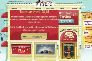 Manhattan Slots Deposit + Cashback Bonus