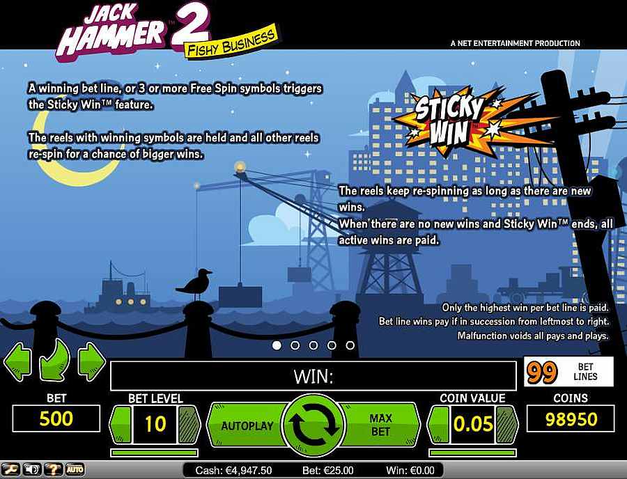 Jack Hammer 2 Sticky Win Feature