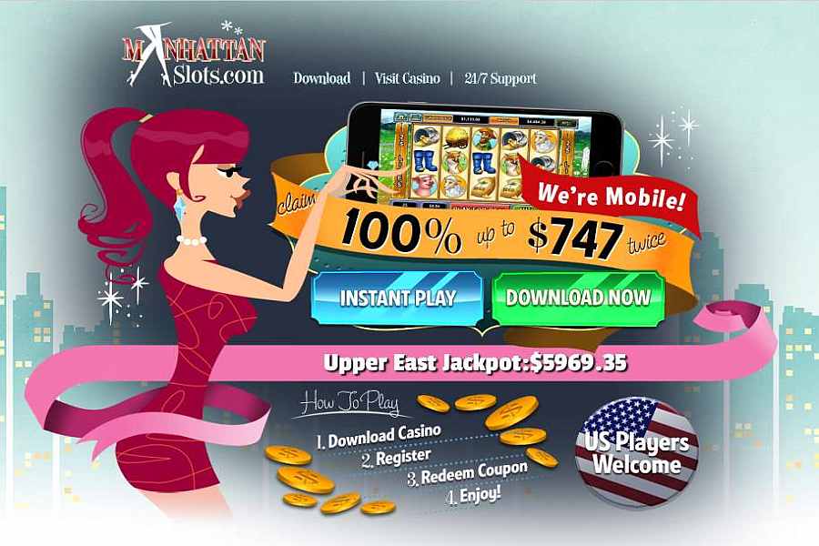 Manhattan Slots Casino 100 up to 747 Mobile Bonus