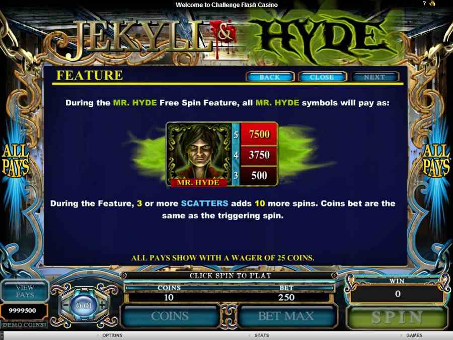 Jekyll and Hyde Free Spins Feature