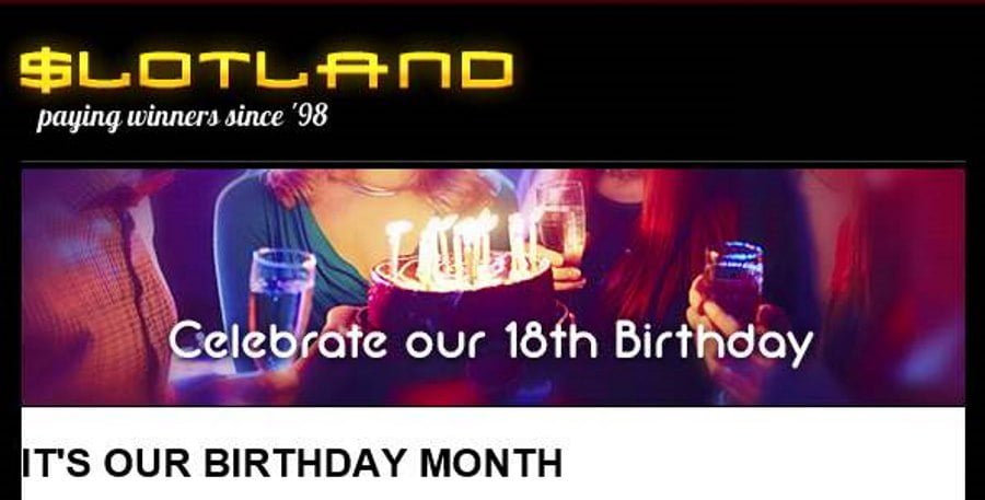Slotland 18th Birthday Bonus Codes