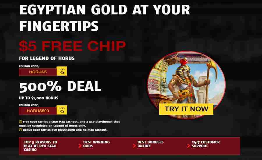 Red Stag Casino Legend of Horus Free Chip