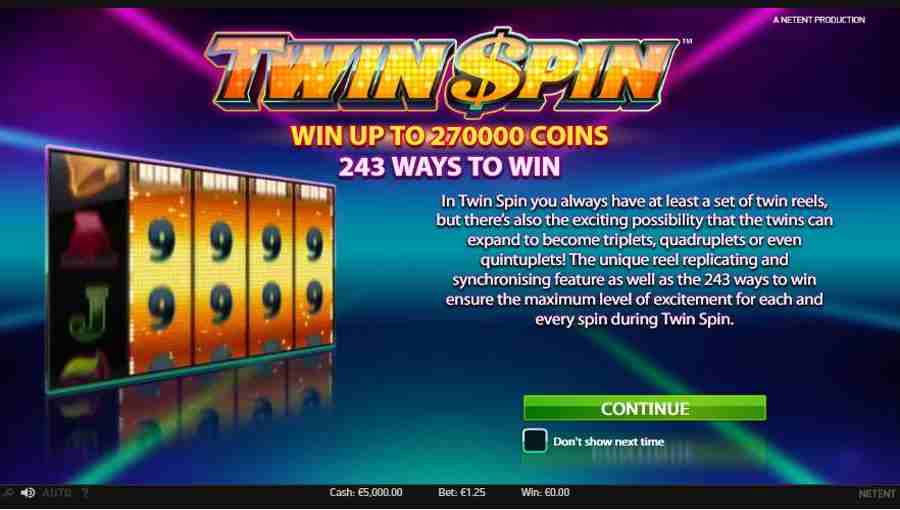 Twin Spin Win upto 270000 Coins Screen
