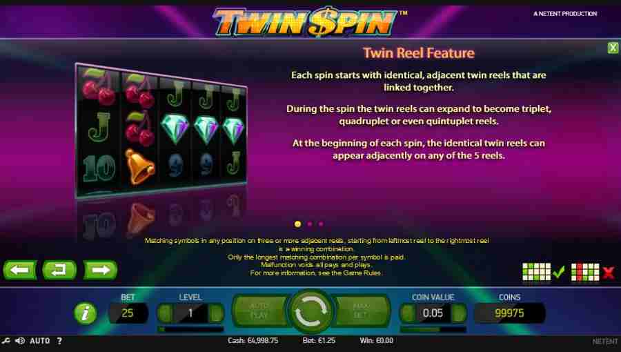 Twin Spin Twin Reel Features Screen