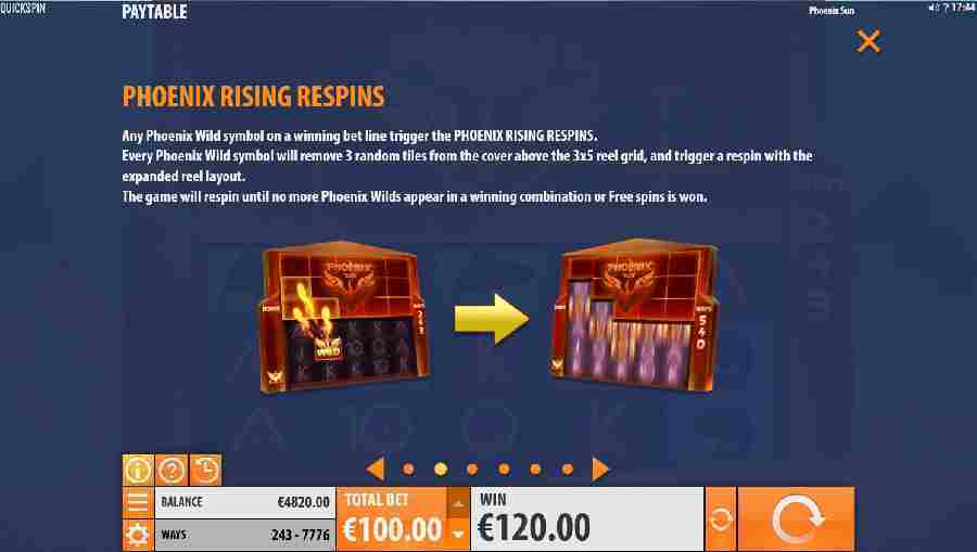 Phoenix Sun Rising Re-spins Feature