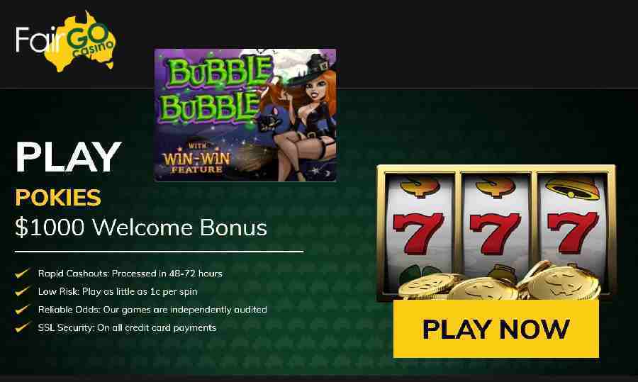 Fair Go Bubble Bubble Free Spins Code BUBBLE-20