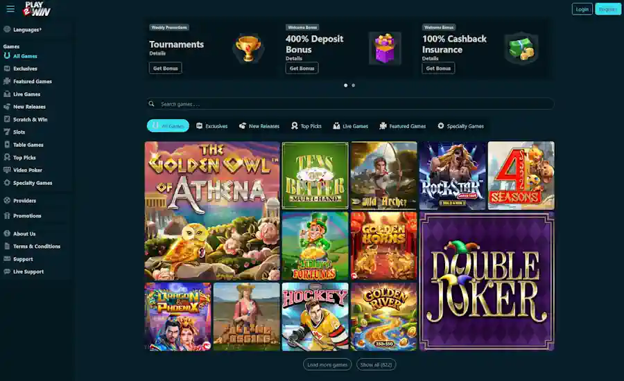 Play2Win Casino Screenshot