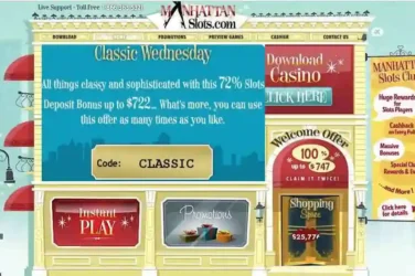 Manhattan Slots Deposit Bonus Code CLASSIC