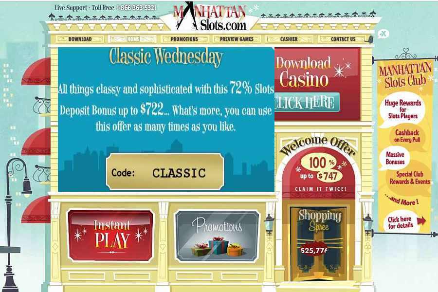 Manhattan Slots Deposit Bonus Code CLASSIC