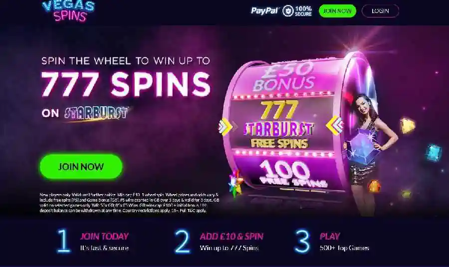 Vegas Spins Casino 777 Free Spins on Starburst
