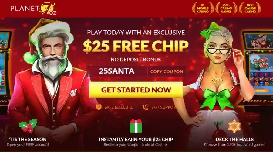 Planet 7 OZ Casino No Deposit Bonus 25SANTA