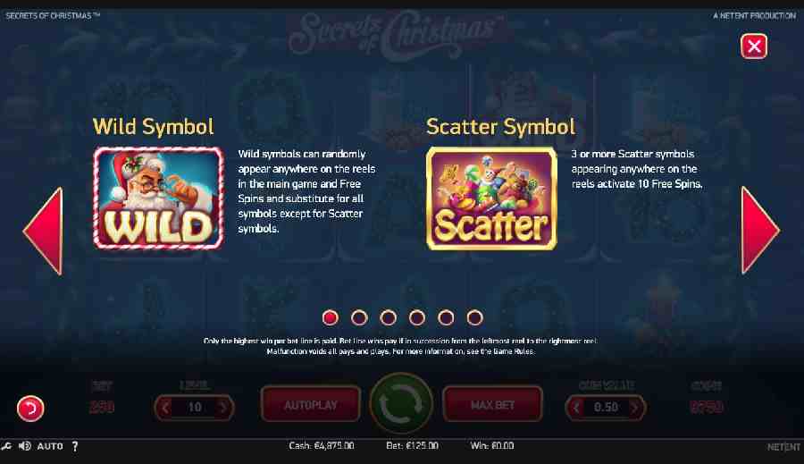 Secrets of Christmas Bonus Symbols Screen