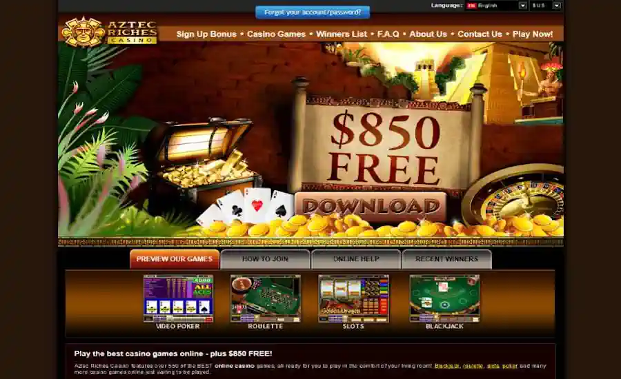 Aztec Riches Casino Screenshot
