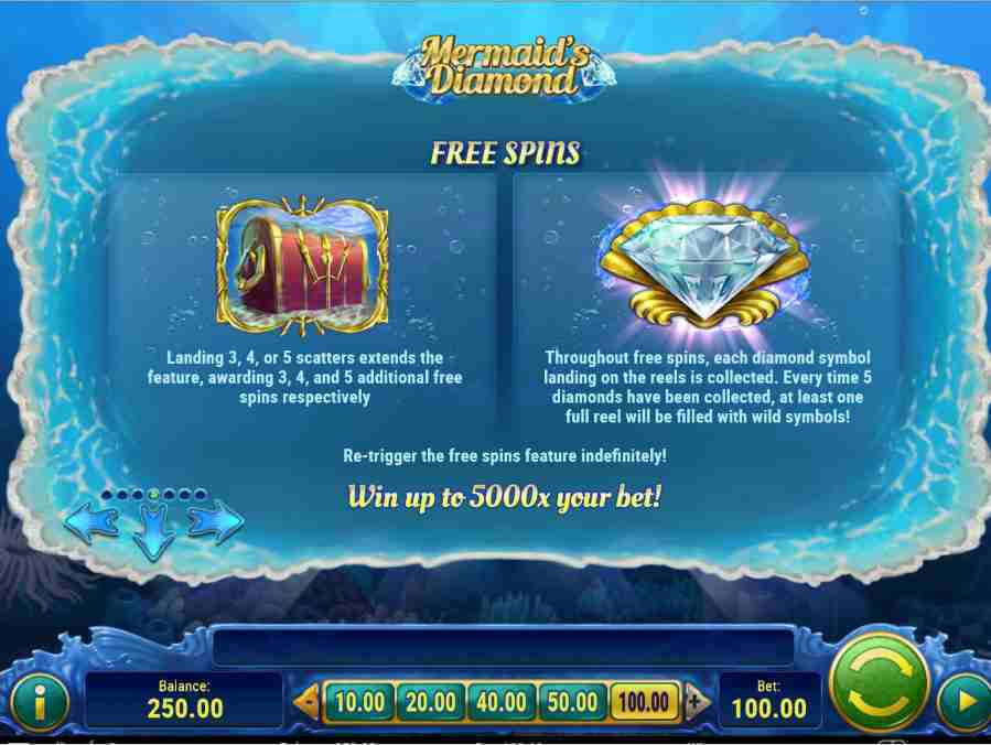 Mermaid Diamonds Free Spins Feature