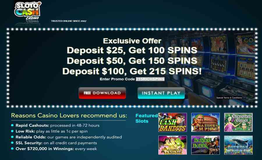 SlotoCash Casino 215 Free Spins