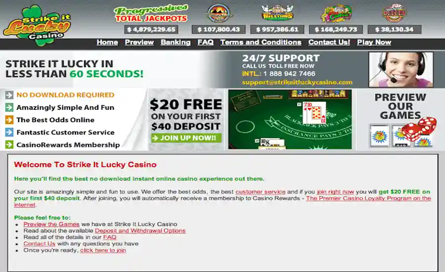 Strike It Lucky Casino Screenshot