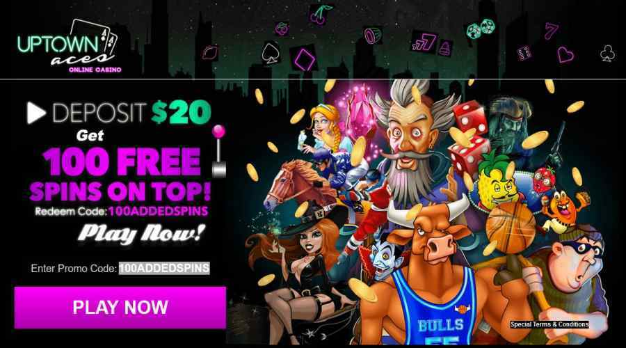 Uptown Aces Casino 100 Free Spins for 20 Deposit