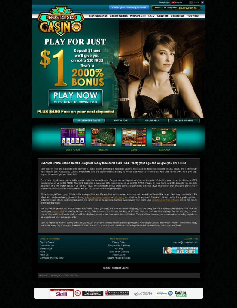 Nostalgia Casino ( 2025 ) Review | Games - Infocasinobonus