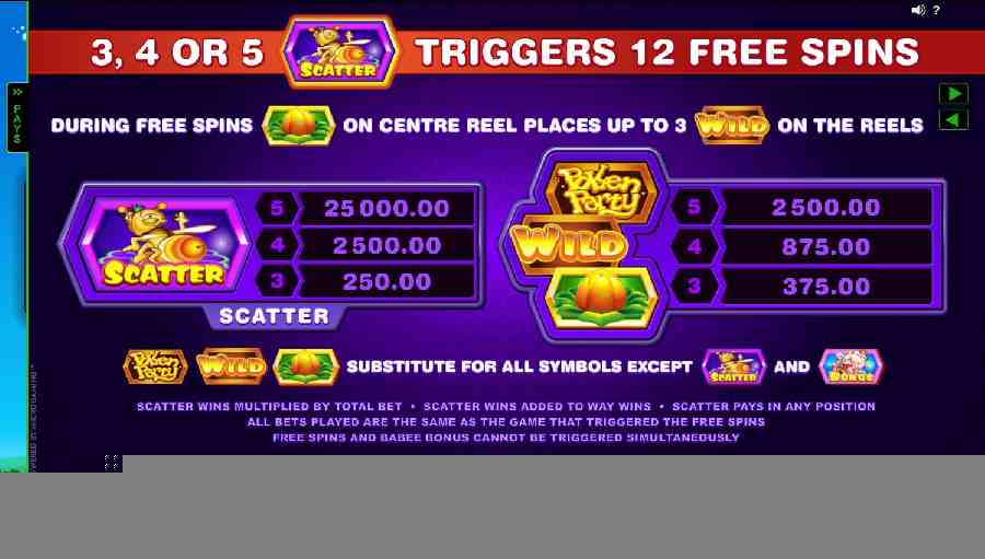 Free Spins table