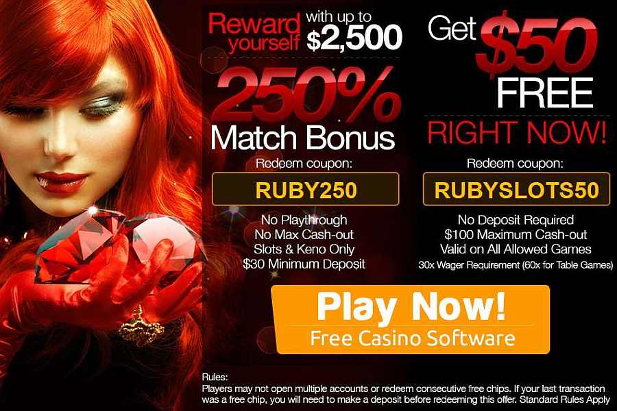 Ruby Slots No Deposit Bonus Code
