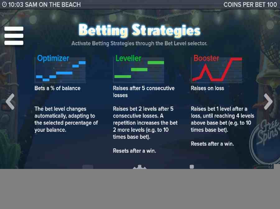 Sam On The Beach Betting Strategies Screen