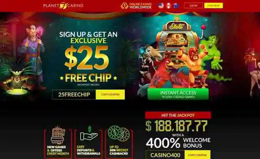 Planet 7 casino bonus code 25FREECHIP